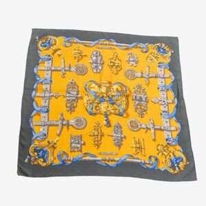 Vintage Signed HERMES "Ferronnerie" Scarf / 35 x 35 inch Square Twill Scarf